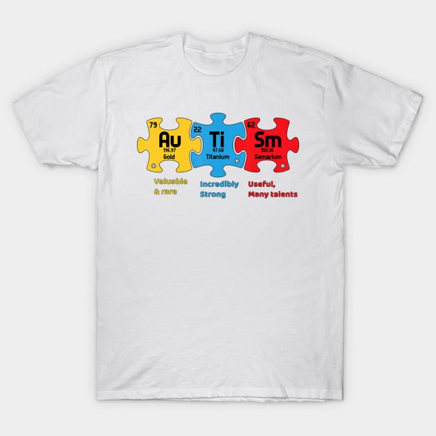Puzzle Periodic Table Elements World Autism Awareness T-Shirt by StuSpenceart